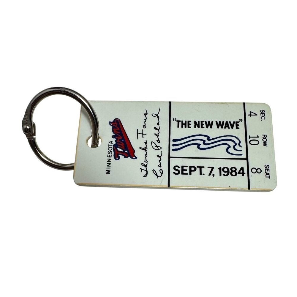 Minnesota Twins Baseball 80s Carl Pohlad Keychain Sept 7 1984 NewWave Thanks VTG